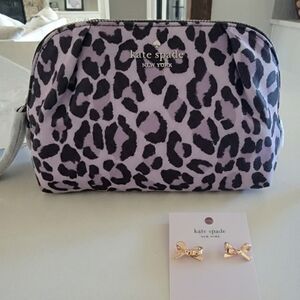 ***BUNDLE***Kate Spade Cosmetic Bag And Rose Gold Tone Earrings NWT